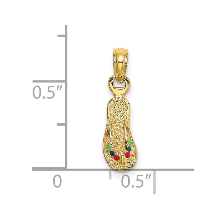 Million Charms 14K Yellow Gold Themed With Multi-Color Enamel Single Flip-Flop Charm