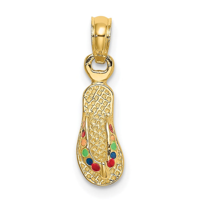 Million Charms 14K Yellow Gold Themed With Multi-Color Enamel Single Flip-Flop Charm
