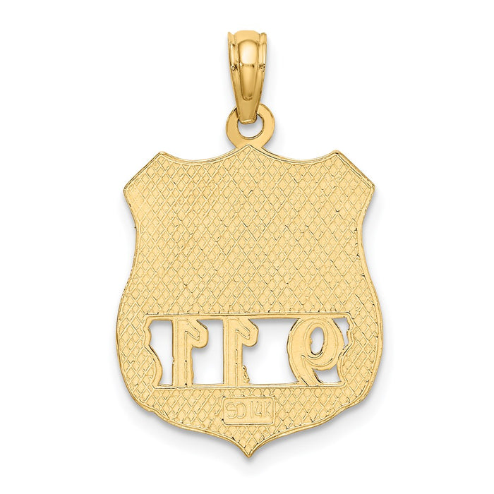 Million Charms 14K Yellow Gold Themed With Red & Blue Enamel New York Police 911 Badge Charm