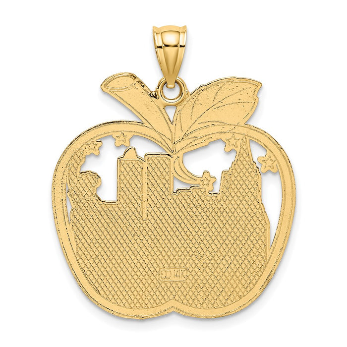 Million Charms 14K Yellow Gold Themed With Red Enamel Apple With New York Skyline Charm