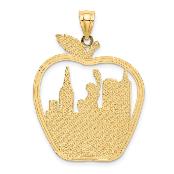 Million Charms 14K Yellow Gold Themed Apple With New York Skyline & Starue Of Liberty Charm