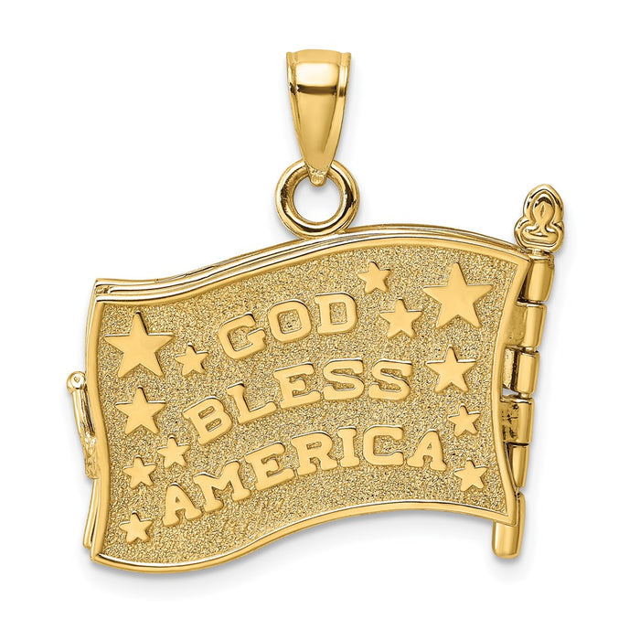 Million Charms 14K Yellow Gold Themed With Enamel 3-D Pledge Of Allegiance Flag Book Charm