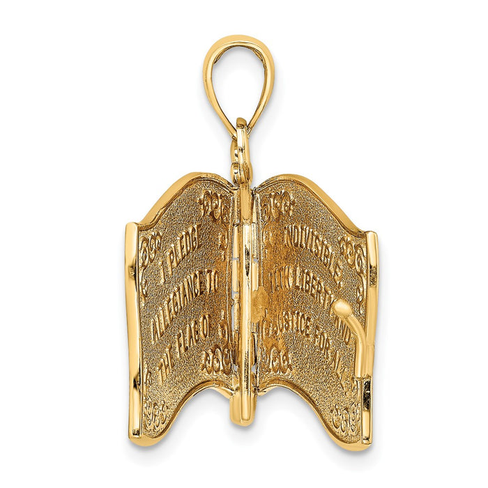 Million Charms 14K Yellow Gold Themed With Enamel 3-D Pledge Of Allegiance Flag Book Charm