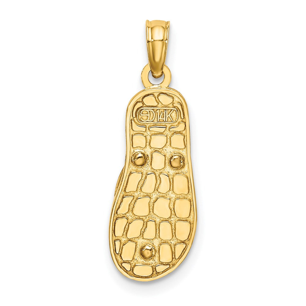 Million Charms 14K Yellow Gold Themed Enamel Nautical Anchor On Blue Polka-Dot Flip-Flop Charm