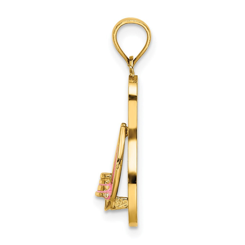 Million Charms 14K Yellow Gold Themed Enamel Pail On Blue Polka-Dot Flip-Flop Charm