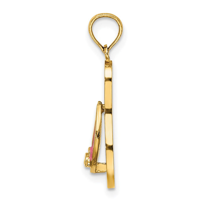 Million Charms 14K Yellow Gold Themed Enamel Sun Glasses On Blue Polka-Dot Flip-Flop Charm