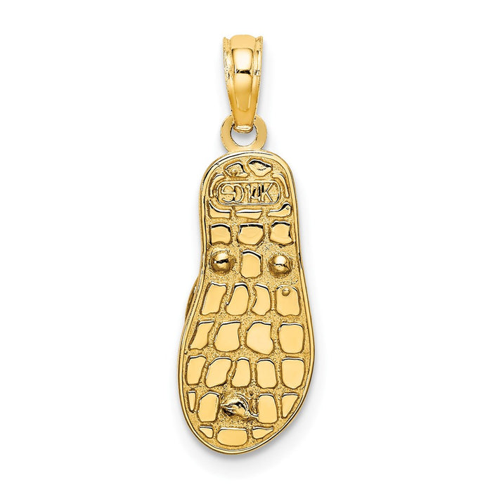 Million Charms 14K Yellow Gold Themed Enamel Shell On Blue Polka-Dot Flip-Flop Charm