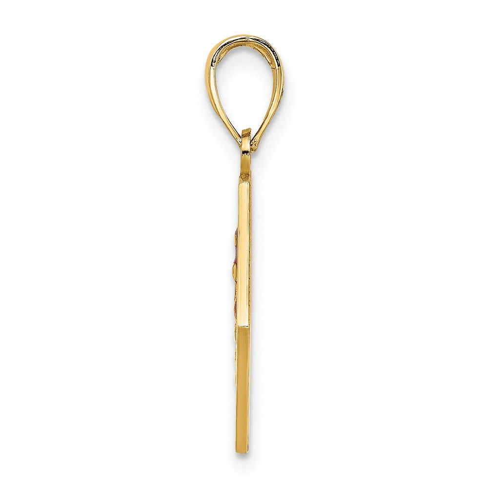 Million Charms 14K Yellow Gold Themed Enameled & Engraveable Caduceus Medical Disc