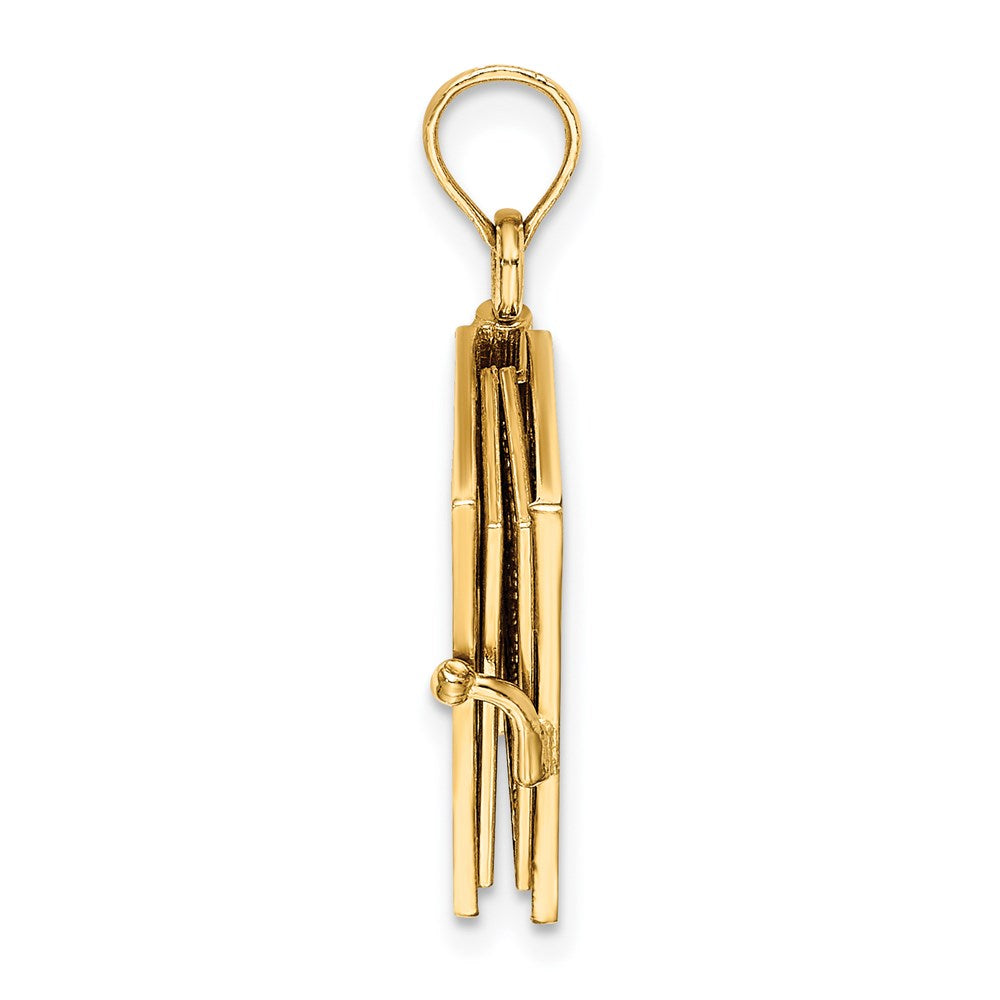 Million Charms 14K Yellow Gold Themed 3-D Blue Enamel Bible Book With Moveable Pages Charm