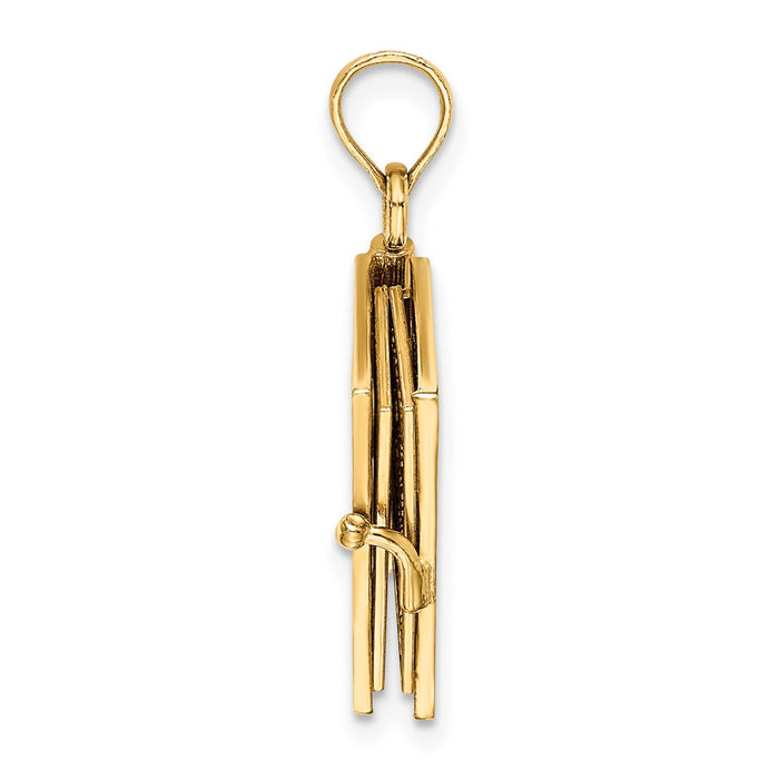 Million Charms 14K Yellow Gold Themed 3-D Blue Enamel Bible Book With Moveable Pages Charm