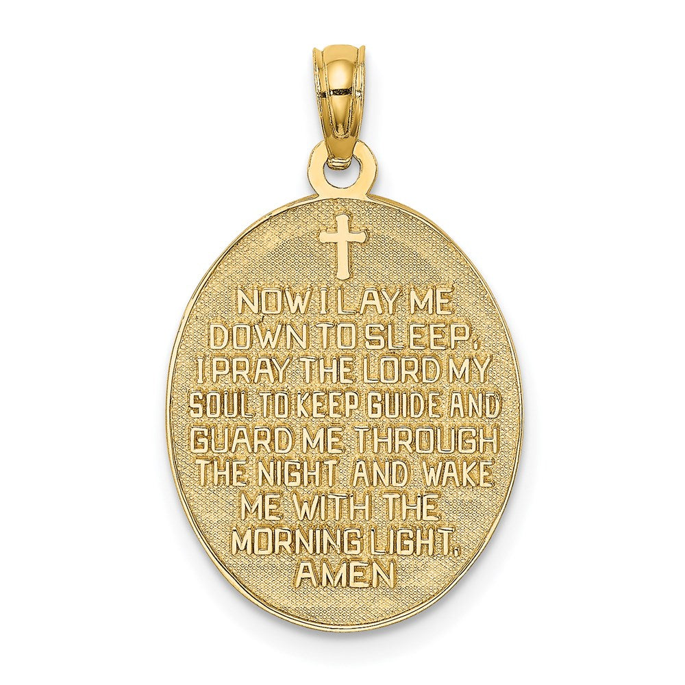 Million Charms 14K Yellow Gold Themed 3-D Enamel Child'S Night Time Prayer With Boy Praying Charm