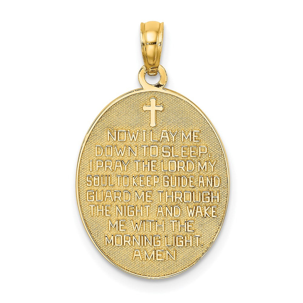 Million Charms 14K Yellow Gold Themed 3-D Enamel Child'S Night Time Prayer With Girl Praying Charm