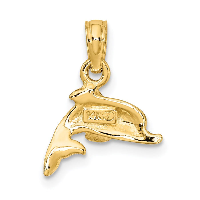 Million Charms 14K Yellow Gold Themed Blue Enamel Dolphin Charm