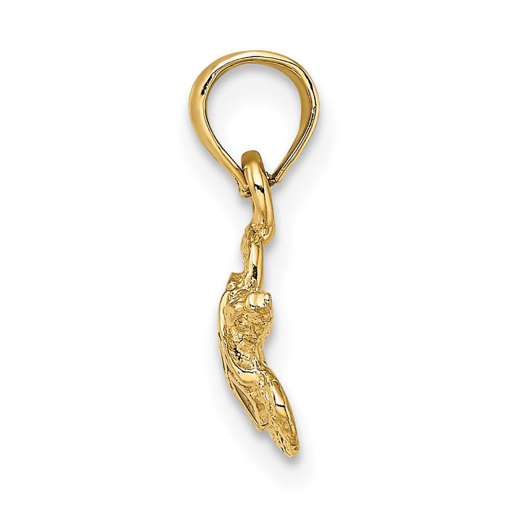 Million Charms 14K Yellow Gold Themed Textured & Enameled Sea Turtle Charm