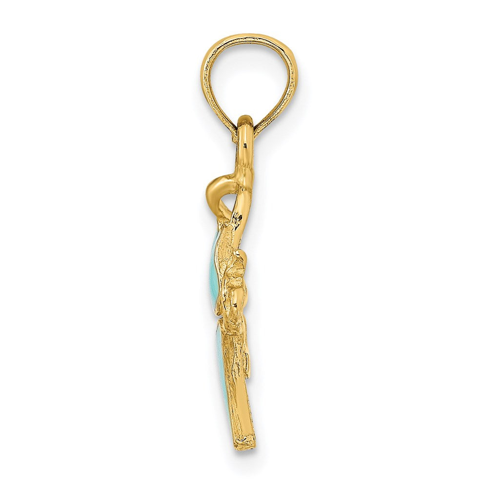 Million Charms 14K Yellow Gold Themed Aqua Enameled Bikini Bathing Suit Charm
