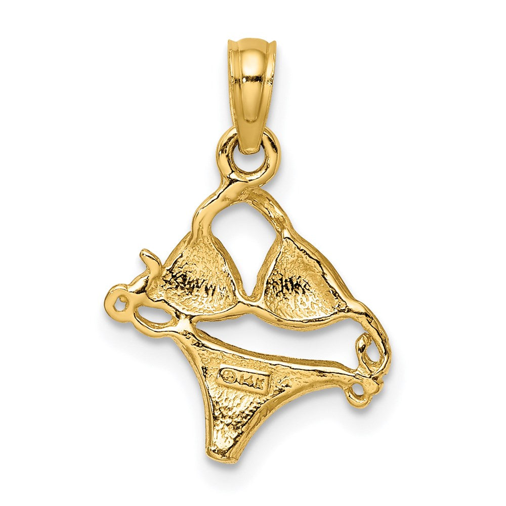 Million Charms 14K Yellow Gold Themed Aqua Enameled Bikini Bathing Suit Charm