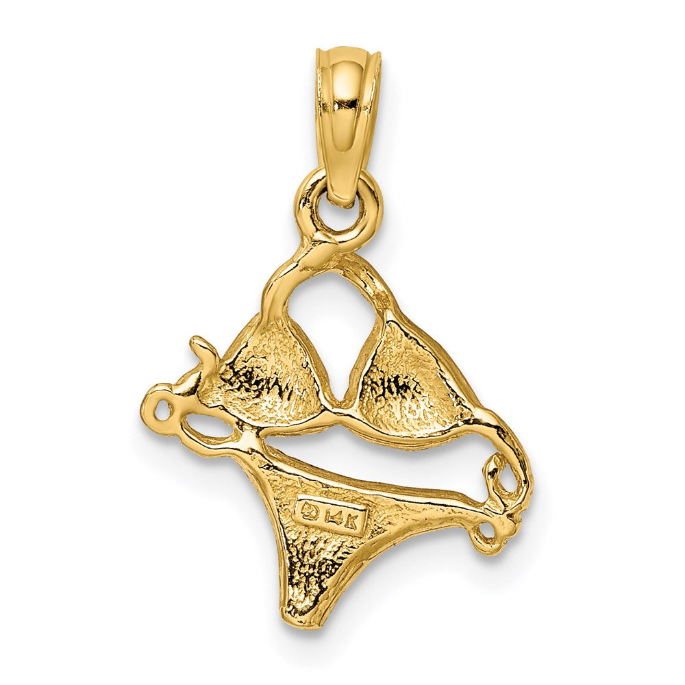 Million Charms 14K Yellow Gold Themed Orange Enameled Bikini Bathing Suit Charm