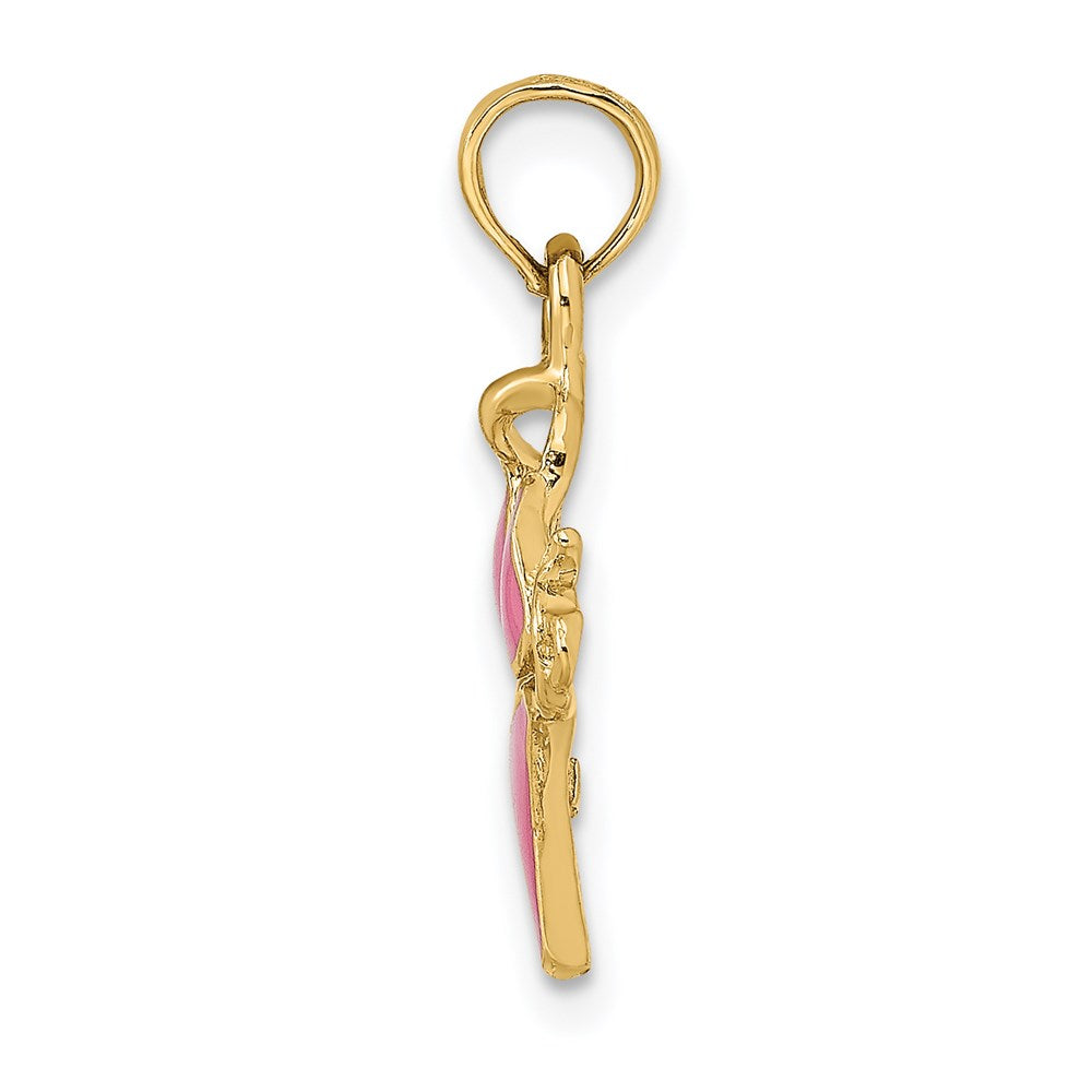 Million Charms 14K Yellow Gold Themed Pink Enameled Bikini Bathing Suit Charm