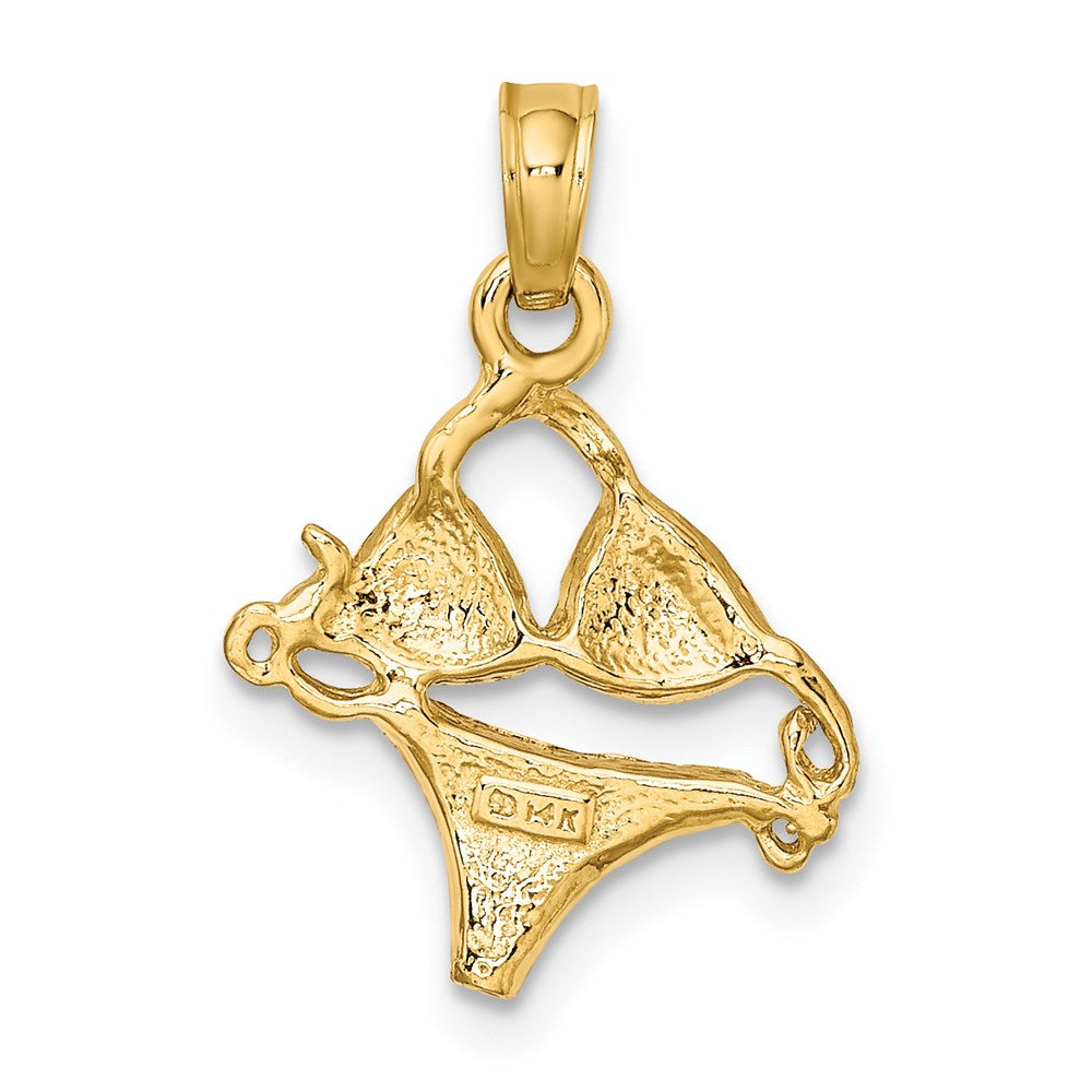 Million Charms 14K Yellow Gold Themed Pink Enameled Bikini Bathing Suit Charm