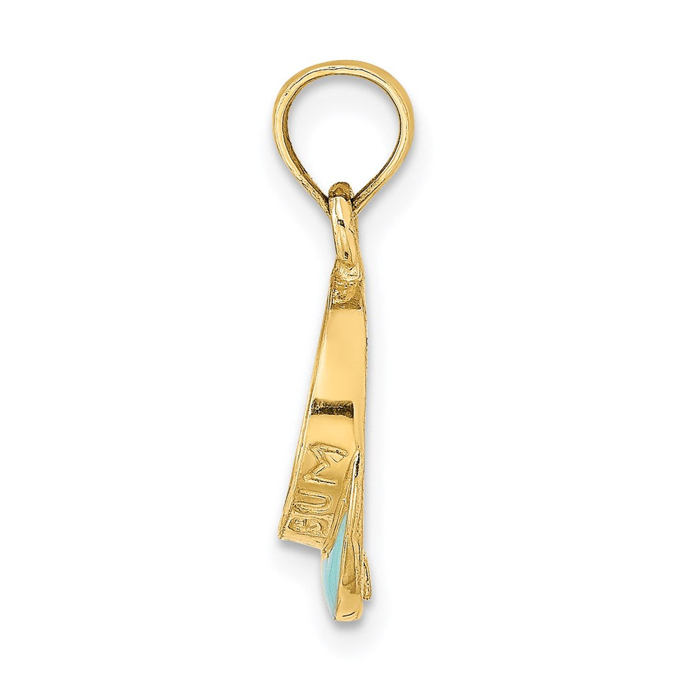 Million Charms 14K Yellow Gold Themed Aqua Enameled Beach Sun Visor Charm
