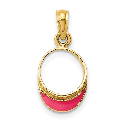 Million Charms 14K Yellow Gold Themed Fuschia Enameled Beach Sun Visor Charm