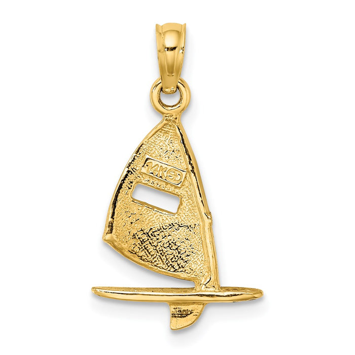 Million Charms 14K Yellow Gold Themed Aqua Enameled Windsail Surf Board Charm