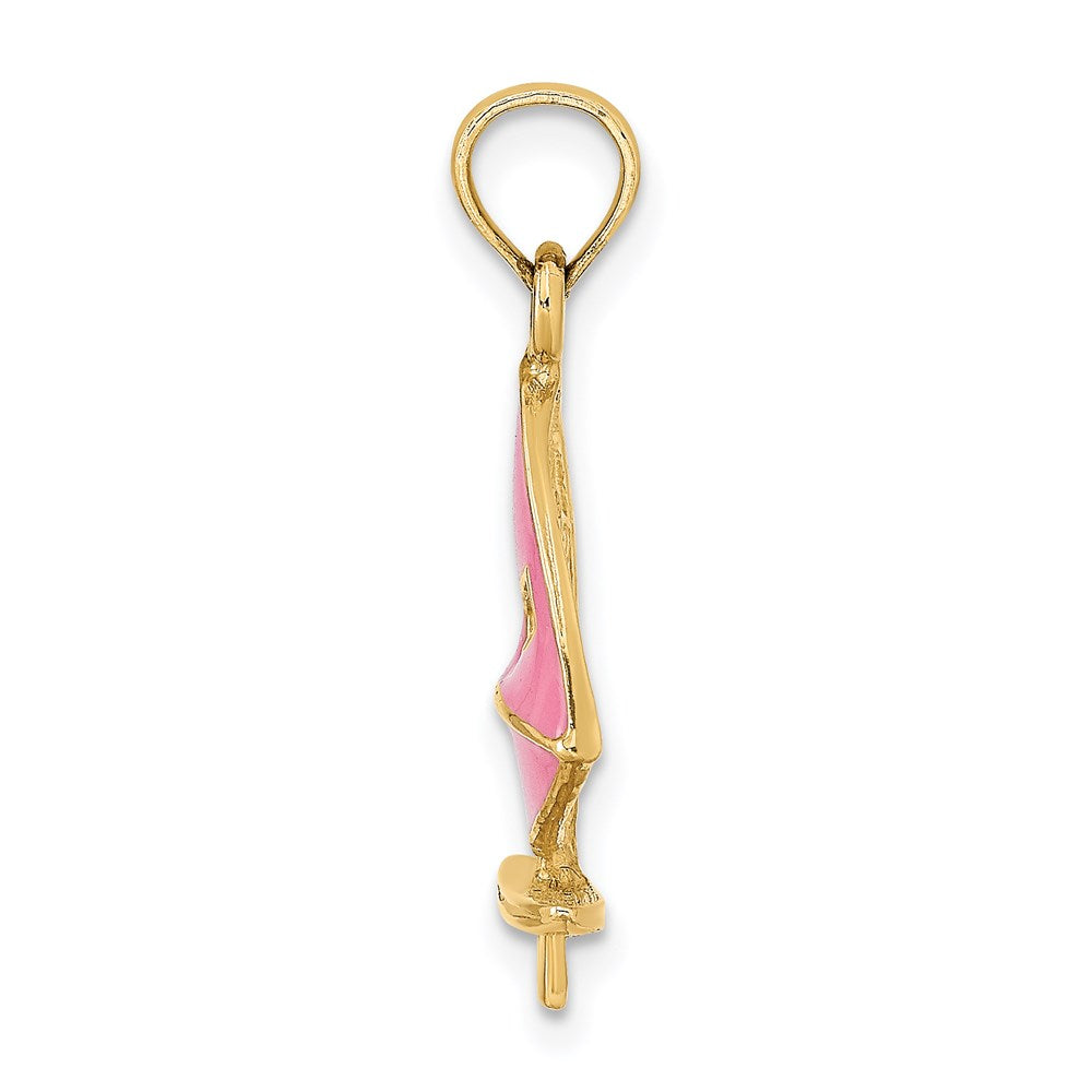 Million Charms 14K Yellow Gold Themed Pink Enameled Windsail Surf Board Charm