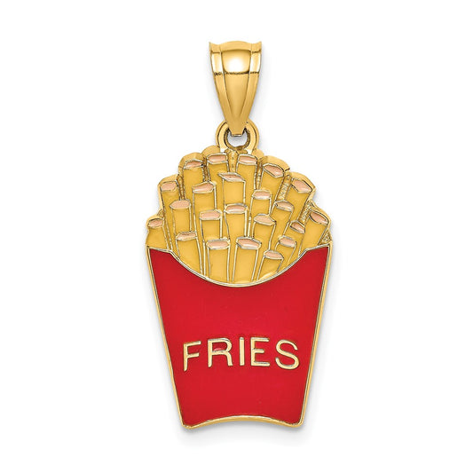 Million Charms 14K Yellow Gold Themed French Fries Charm With Enamel