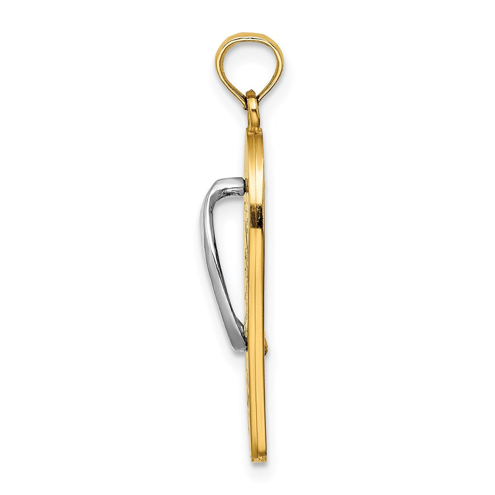 Million Charms 14K Yellow Gold Themed Enamel Palm Tree & Bucket Flip-Flop Charm
