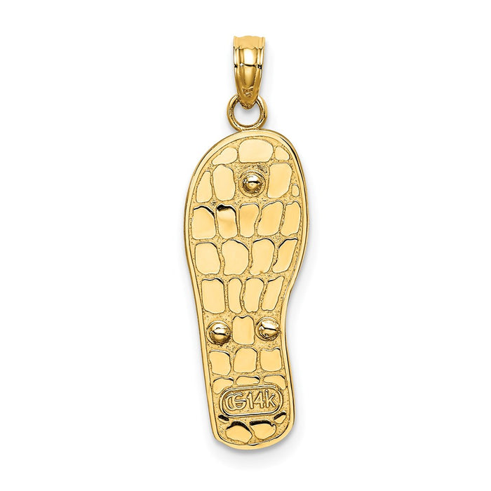 Million Charms 14K Yellow Gold Themed Enamel Palm Tree & Bucket Flip-Flop Charm