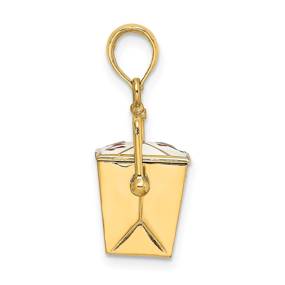 Million Charms 14K Yellow Gold Themed 3-D Enameled Chinese Take-Out Box Charm