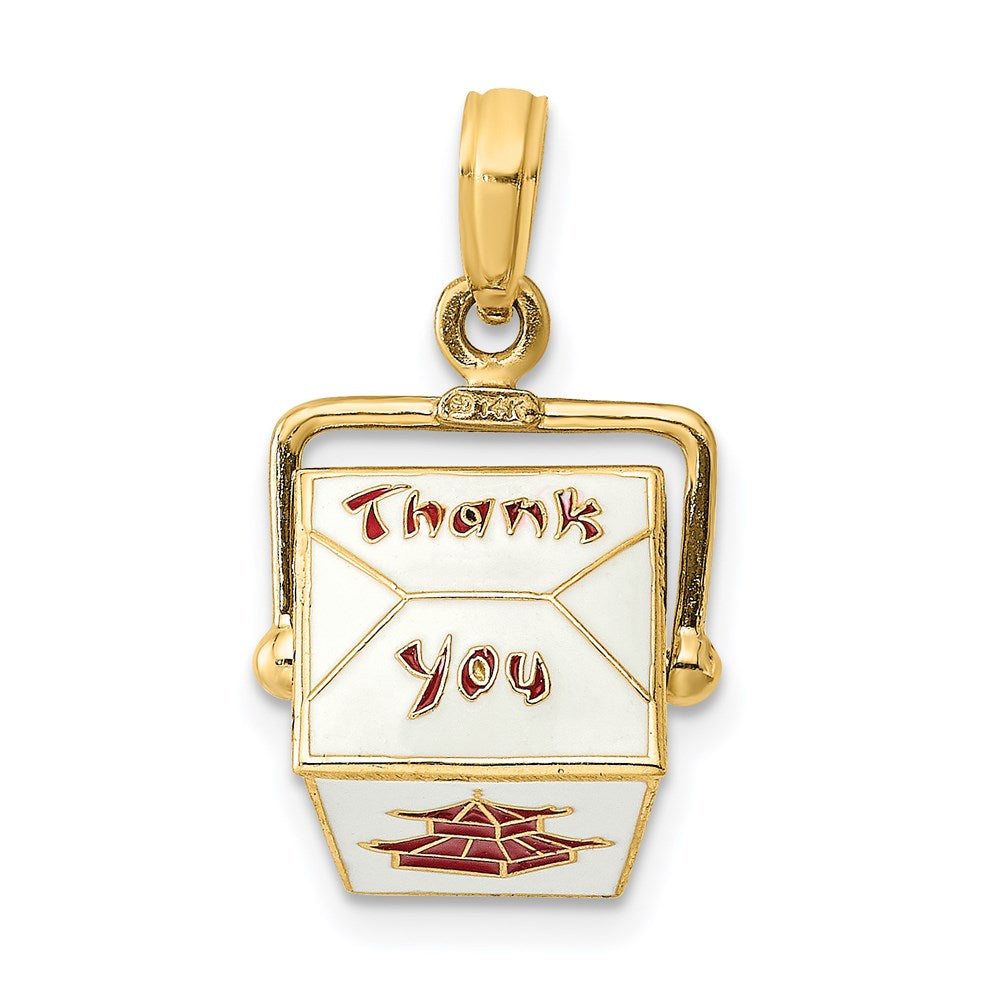 Million Charms 14K Yellow Gold Themed 3-D Enameled Chinese Take-Out Box Charm