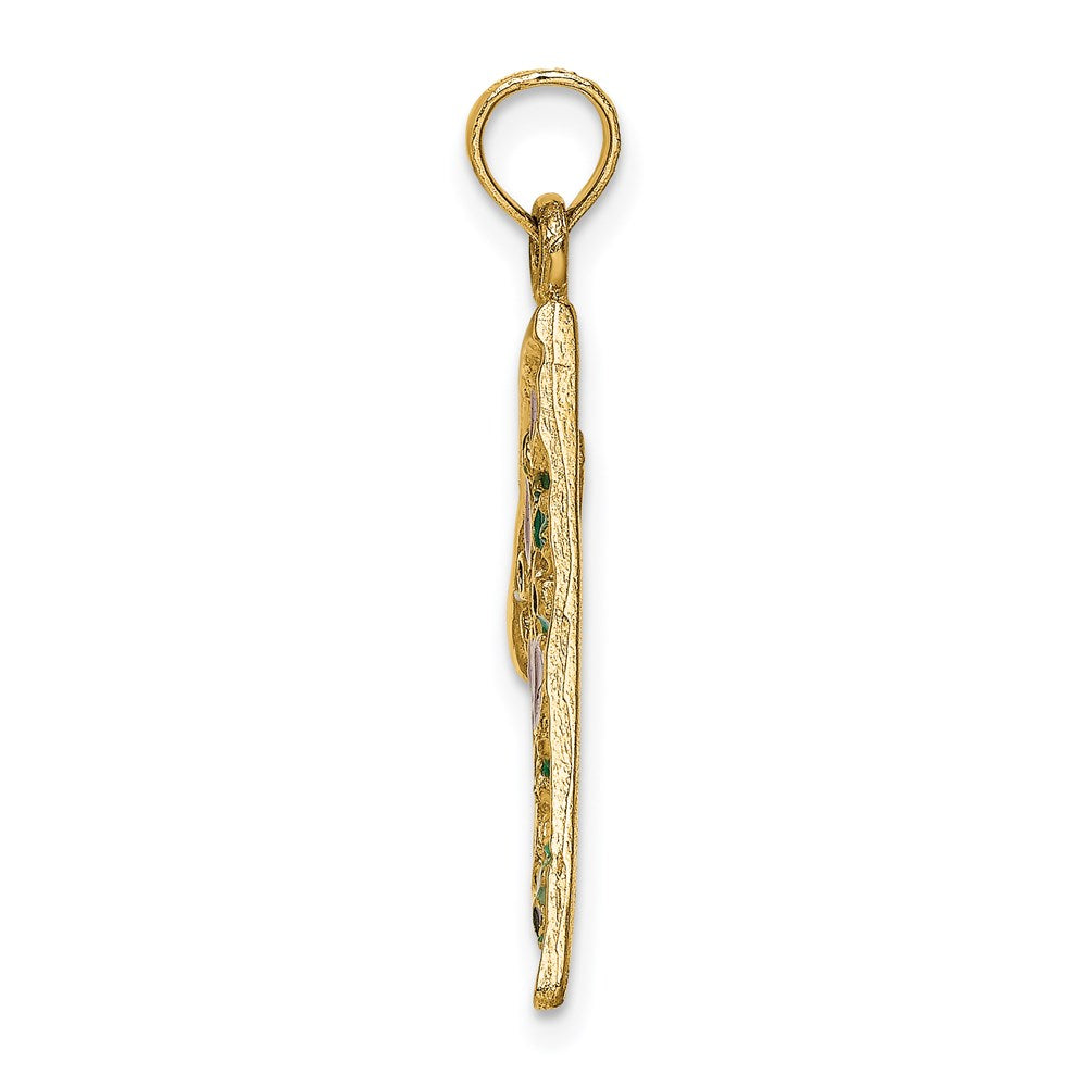 Million Charms 14K Yellow Gold Themed Large Pepperoni Pizza Slice With Enamel (1 Of 2)