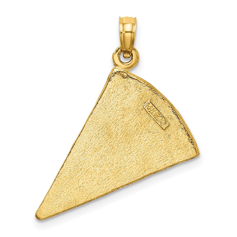 Million Charms 14K Yellow Gold Themed Large Pepperoni Pizza Slice With Enamel (1 Of 2)