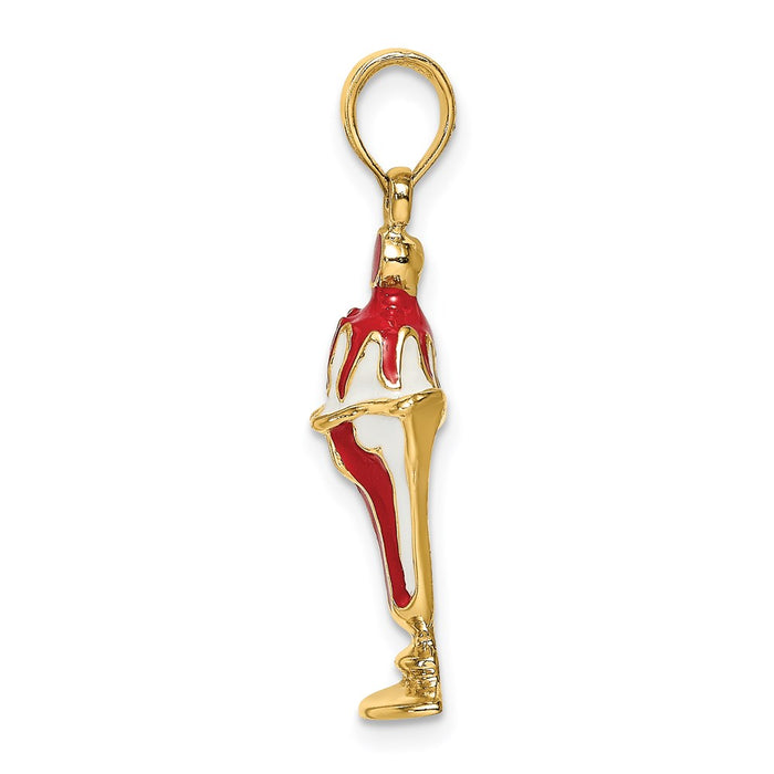 Million Charms 14K Yellow Gold Themed Strawberry Ice Cream Sundae With Cherry Top