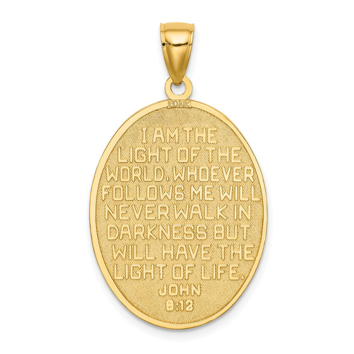 Million Charms 14K Yellow Gold Themed Enamel Lighthouse Plaque With John 8:12 On Reverse