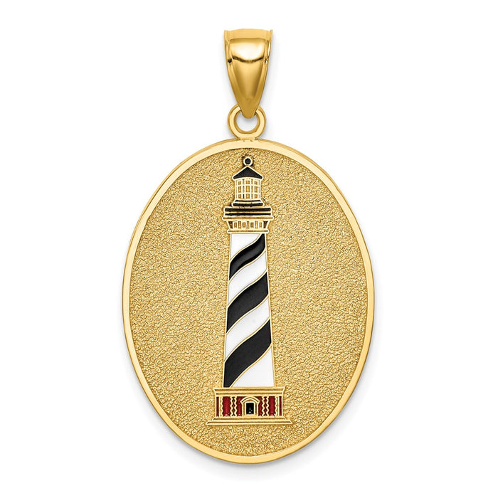 Million Charms 14K Yellow Gold Themed Enamel Lighthouse Plaque With John 8:12 On Reverse