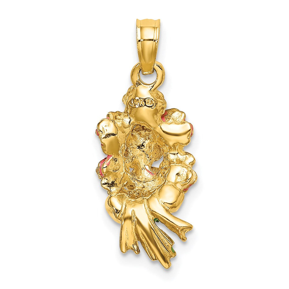 Million Charms 14K Yellow Gold Themed Bouquet Of Pink Roses / 2-D