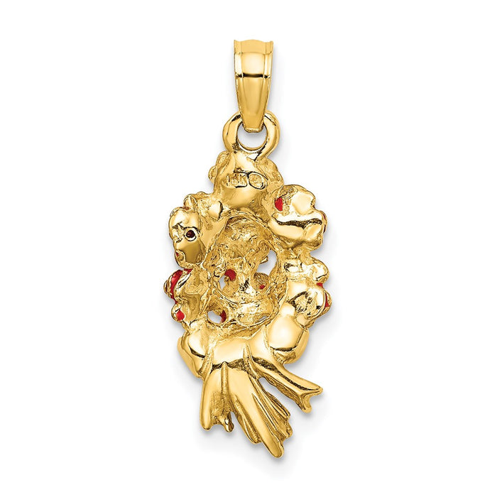 Million Charms 14K Yellow Gold Themed Bouquet Of Red Roses / 2-D
