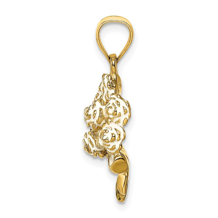 Million Charms 14K Yellow Gold Themed Bouquet Of White Roses / 2-D