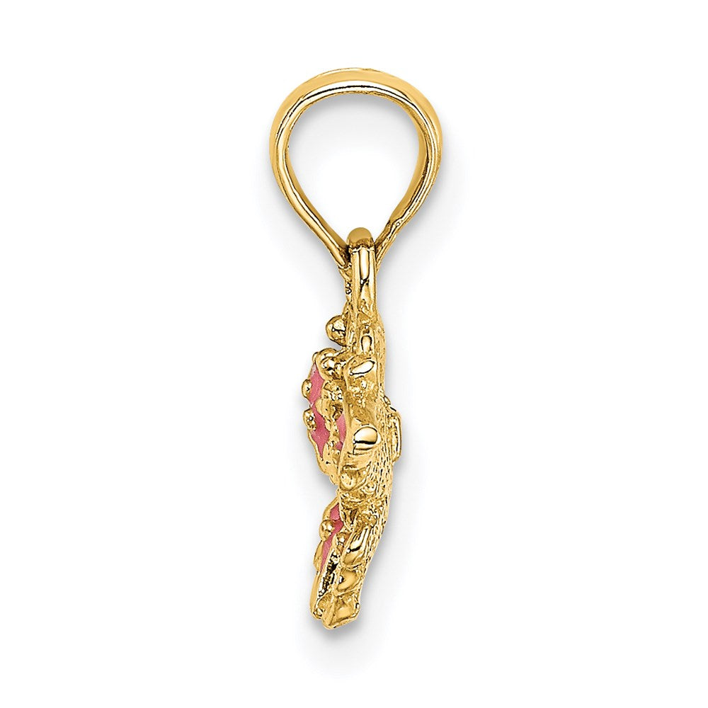 Million Charms 14K Yellow Gold Themed Enamel Mini Pink Butterfly Charm