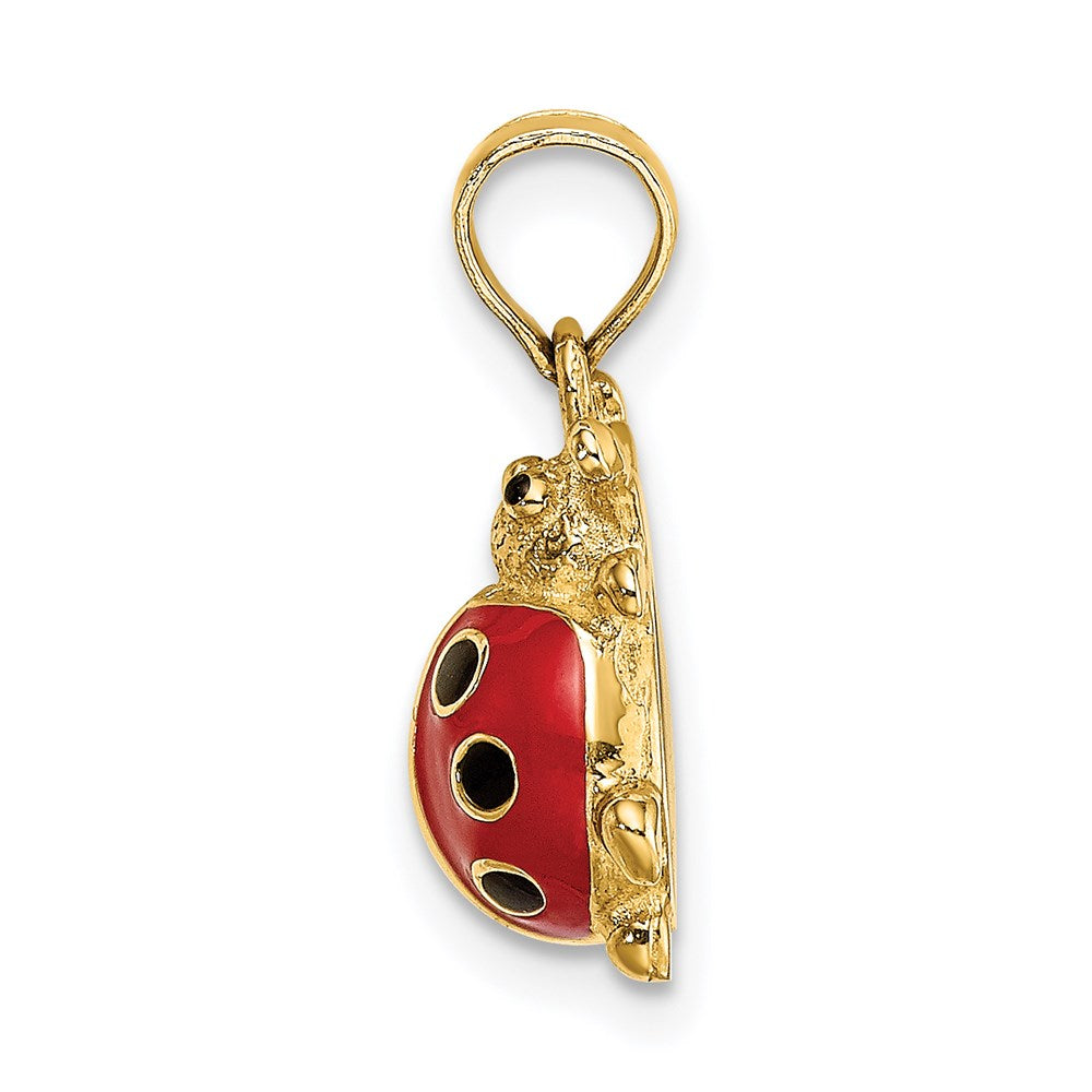 Million Charms 14K Yellow Gold Themed 3-D Enamel Ladybug Charm