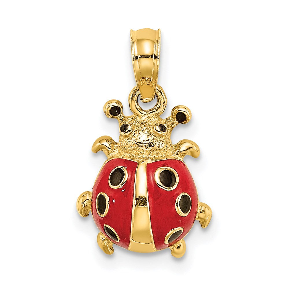 Million Charms 14K Yellow Gold Themed 3-D Enamel Ladybug Charm