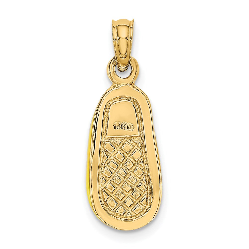 Million Charms 14K Yellow Gold Themed 3-D With Yellow Enamel Baby Shoe Charm