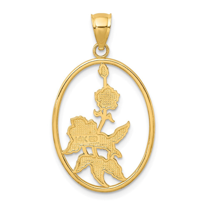 Million Charms 14K Yellow Gold Themed With Enamel Hummingbird & Flowers In Oval Frame Charm