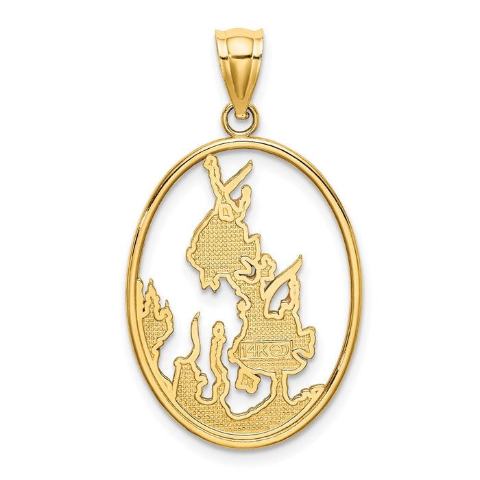 Million Charms 14K Yellow Gold Themed Enamel Angelfish In Underwater Scene Charm