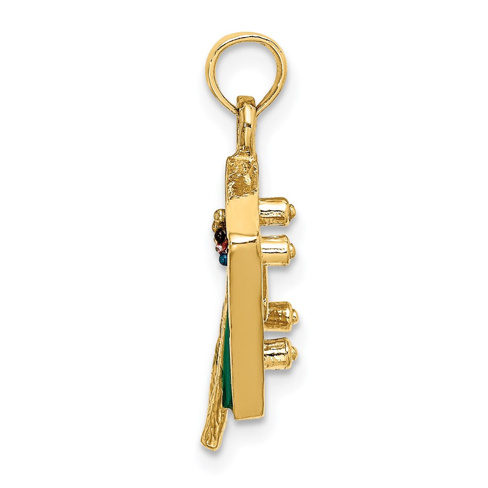 Million Charms 14K Yellow Gold Themed With Green Enamel 3-D Pool Table Charm