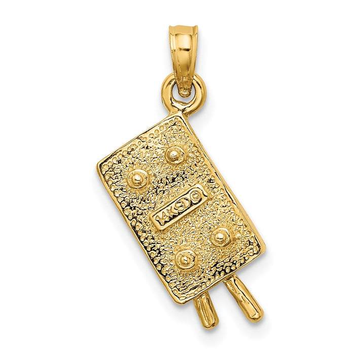 Million Charms 14K Yellow Gold Themed With Green Enamel 3-D Pool Table Charm