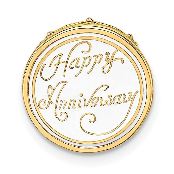 Million Charms 14K Yellow Gold Themed 3-D Happy Anniversary Milestone Cake With Yellow Frosting Charm