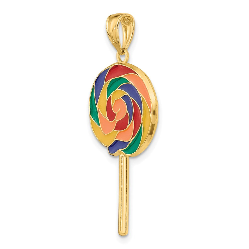 Million Charms 14K Yellow Gold Themed Large 3-D Lollipop With Multi-Color Enamel (1 Of 2)